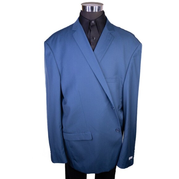 Alain Dupetit Sport Coat Jacket Blazer Sz 58L Poly Blend 2-Button Solid Blue NWT - Picture 2 of 16